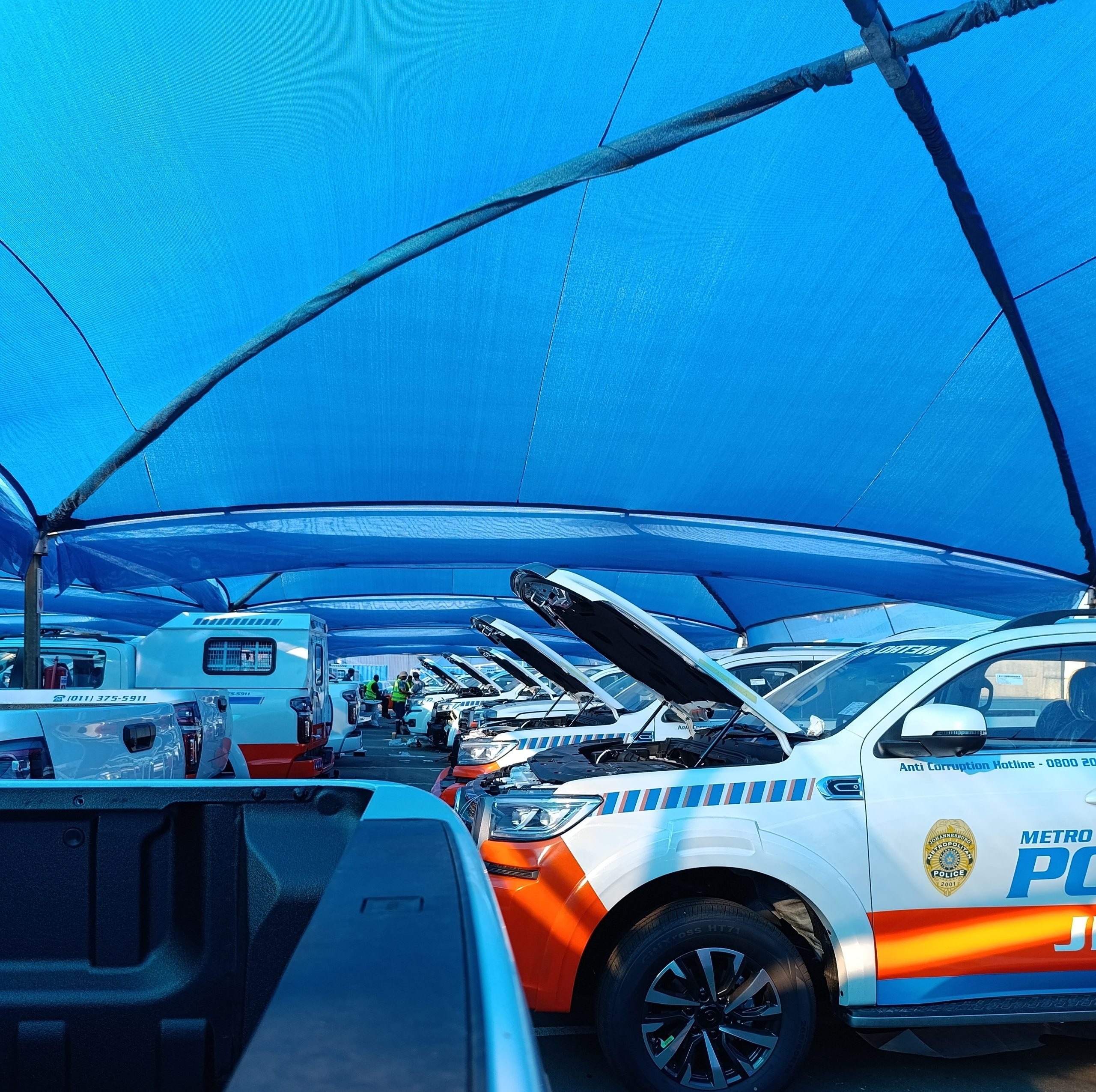 GWM P Series pickup truck with Remmogo fleet branding and emergency lights fitment, South Africa