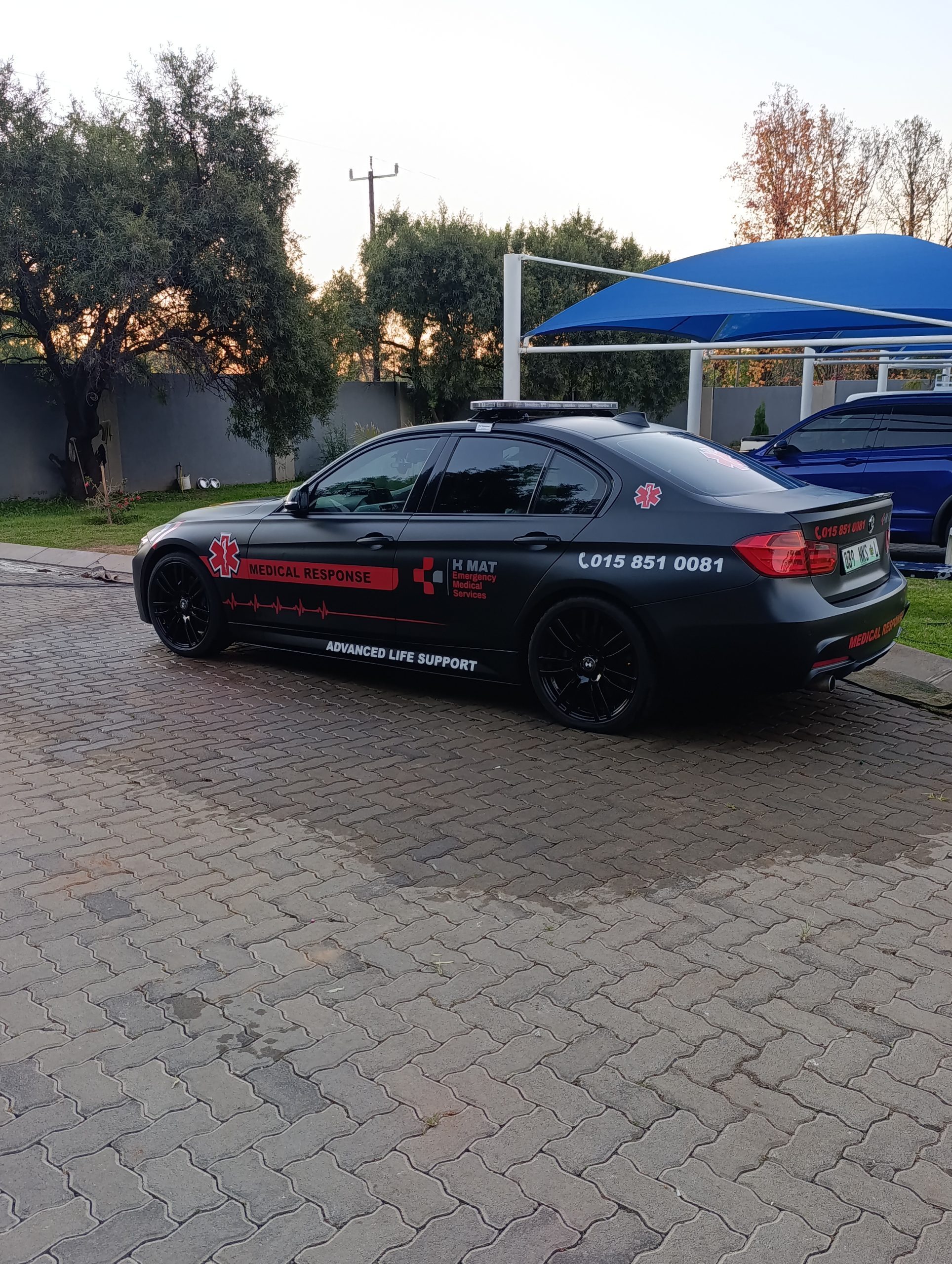 BMW F30 320 fitted with a full Whelen EMS emergency lighting system by Remmogo Signaling and Branding, South Africa
