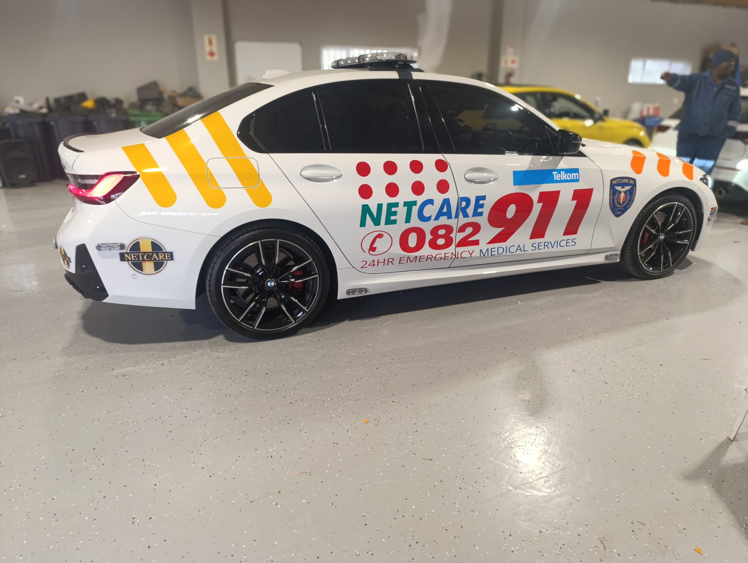 BMW G20 340 fitted with a Whelen EMS emergency lighting system by Remmogo Signaling and Branding, South Africa